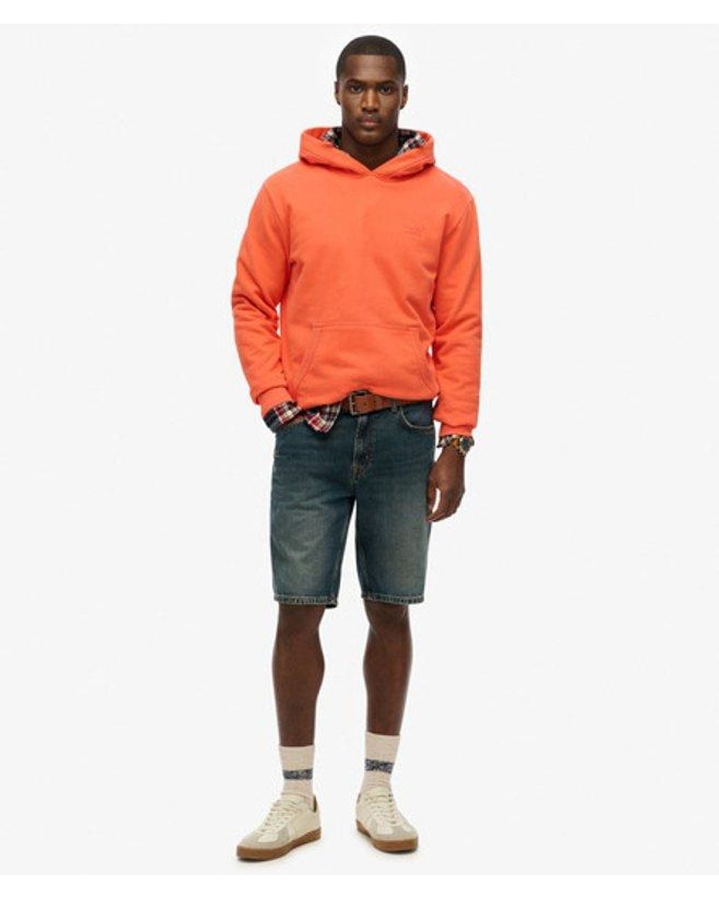 Superdry Essential Hoodie Met Logo En Halfgeborstelde Voering in het Orange voor heren