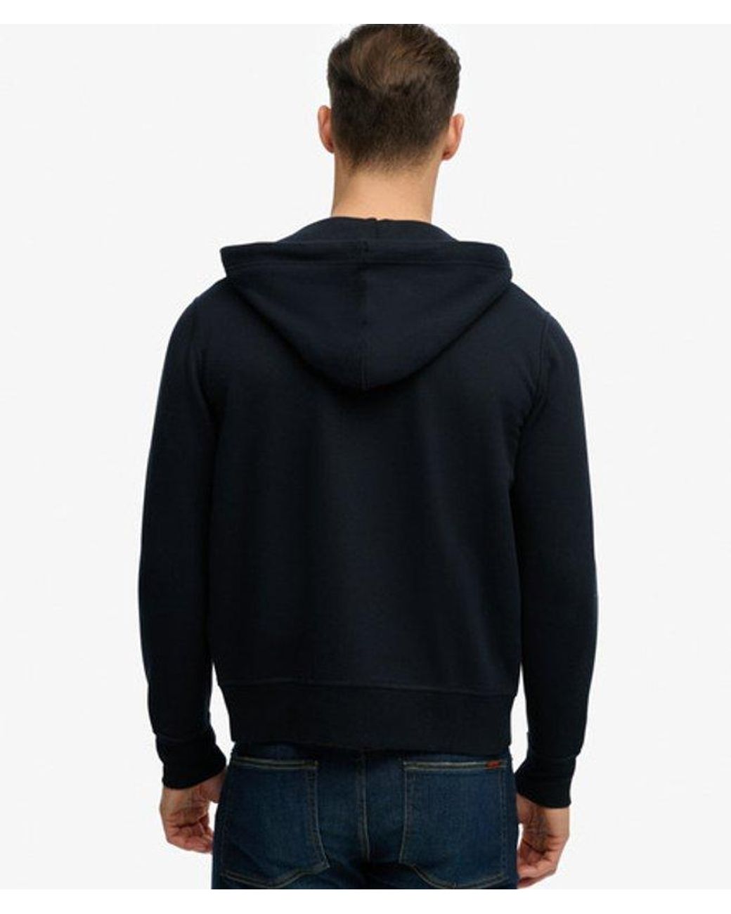 Superdry Blue & Co Monogram Embroidered Zip Hoodie for men