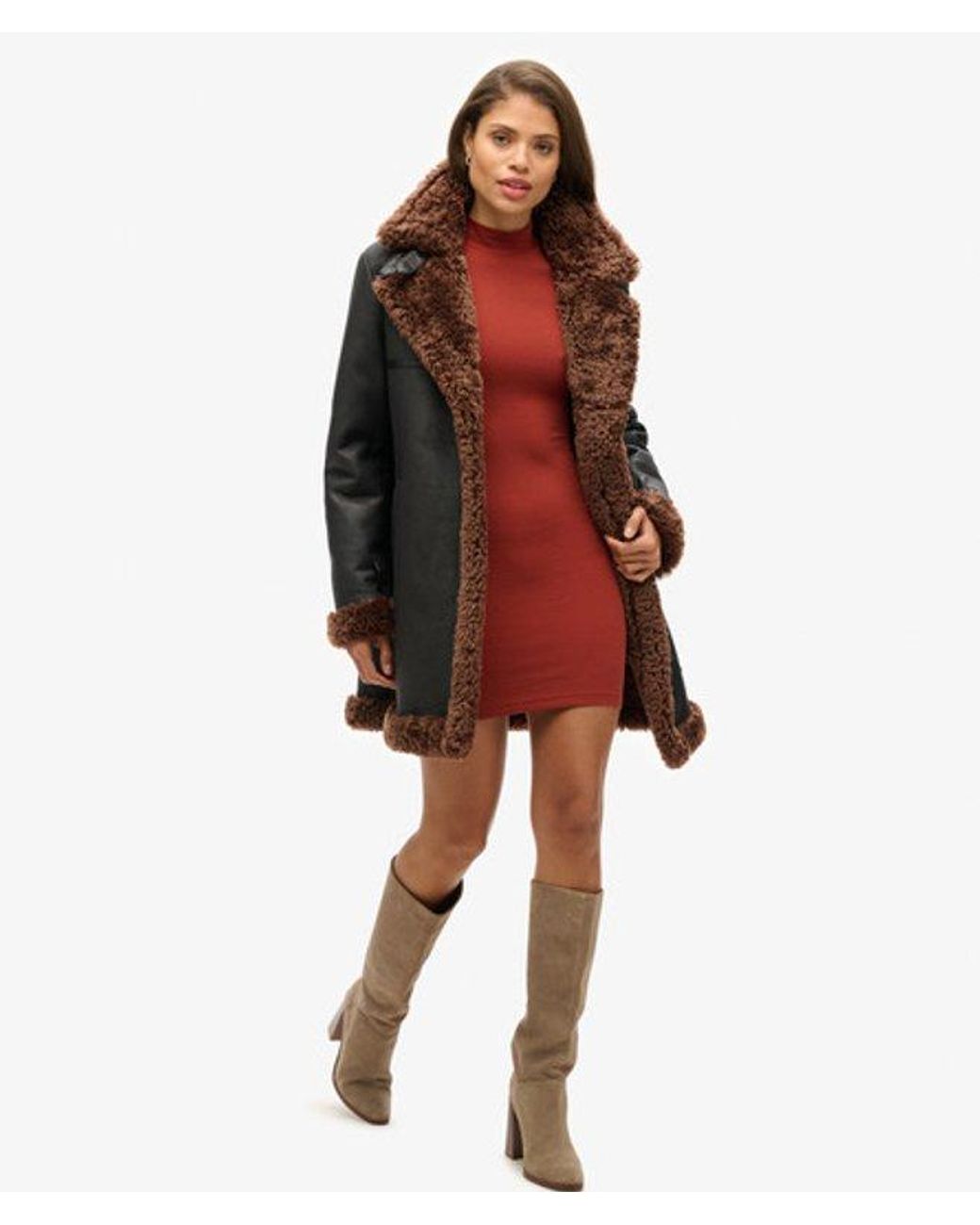 Superdry Red & Co High Neck Long Sleeve Jersey Mini Dress