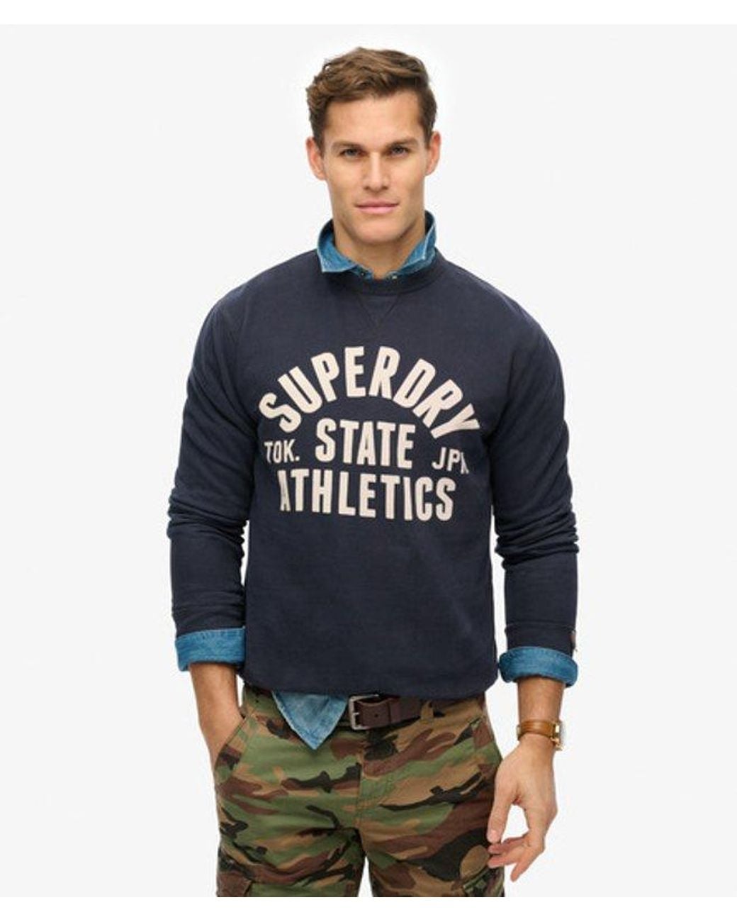 Superdry Blue Athletic Essential Loose Fit Hoodie for men