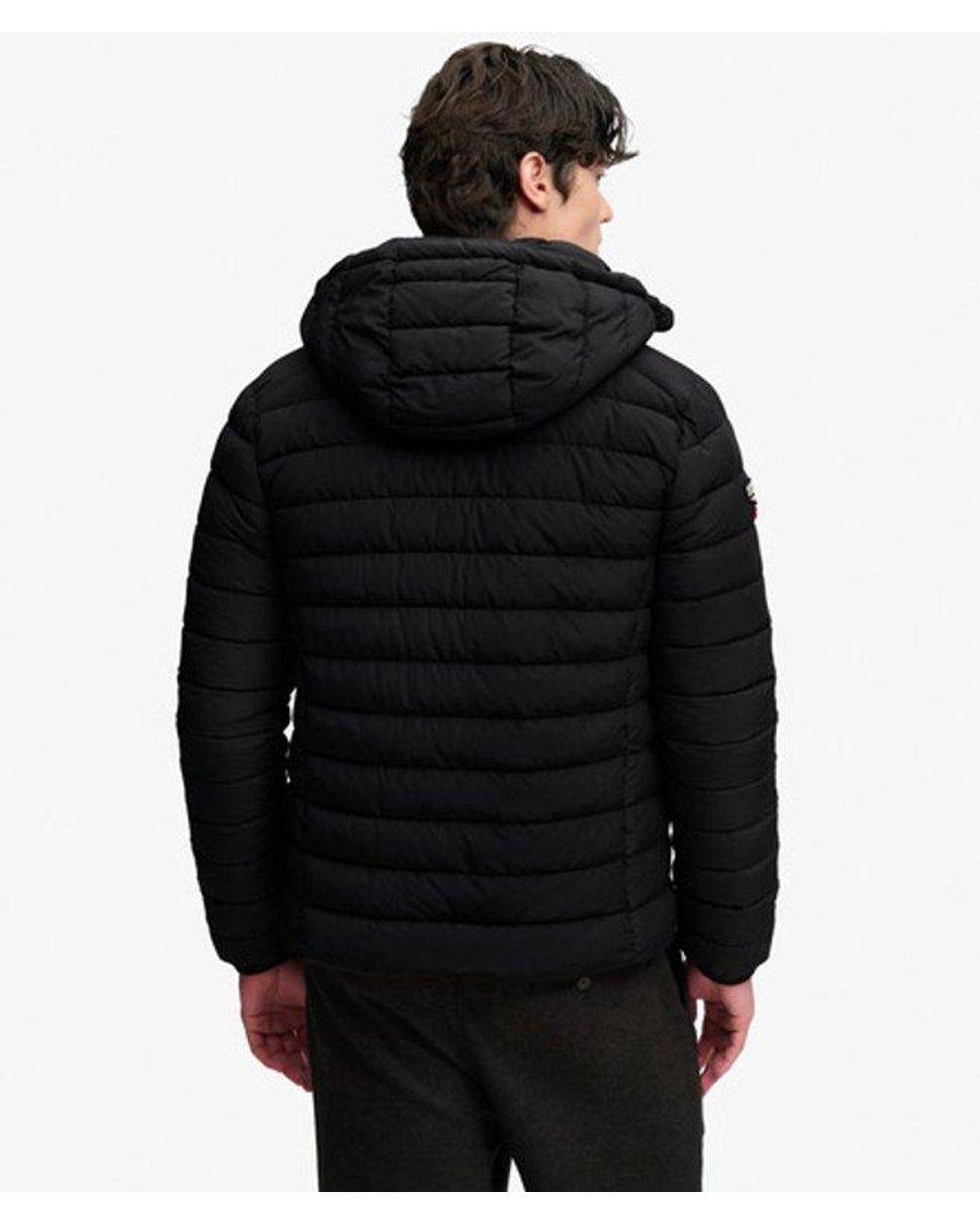 Superdry Black & Co Hooded Fuji Midweight Padded Jacket for men