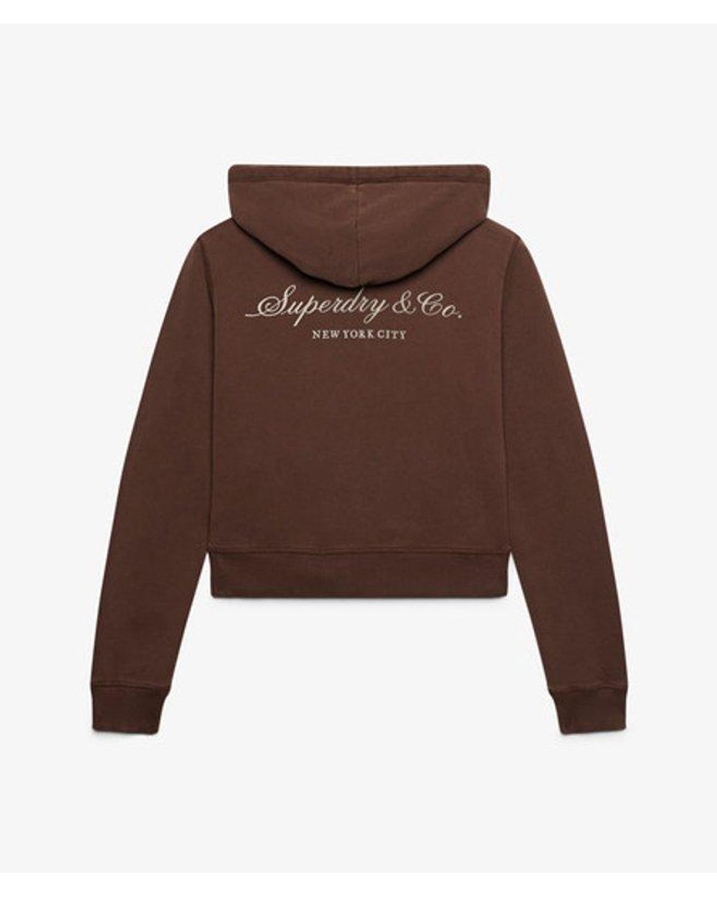Superdry Brown & Co Athletic Essentials Printed Crop Zip Hoodie