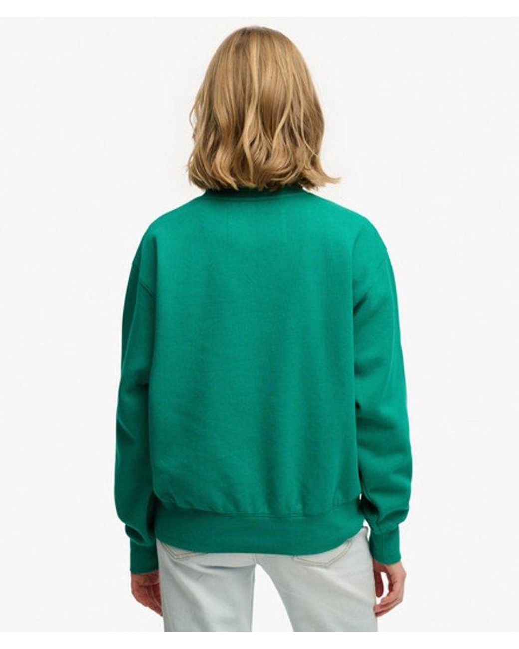 Superdry Green & Co Varsity Satin Applique Crew Sweatshirt