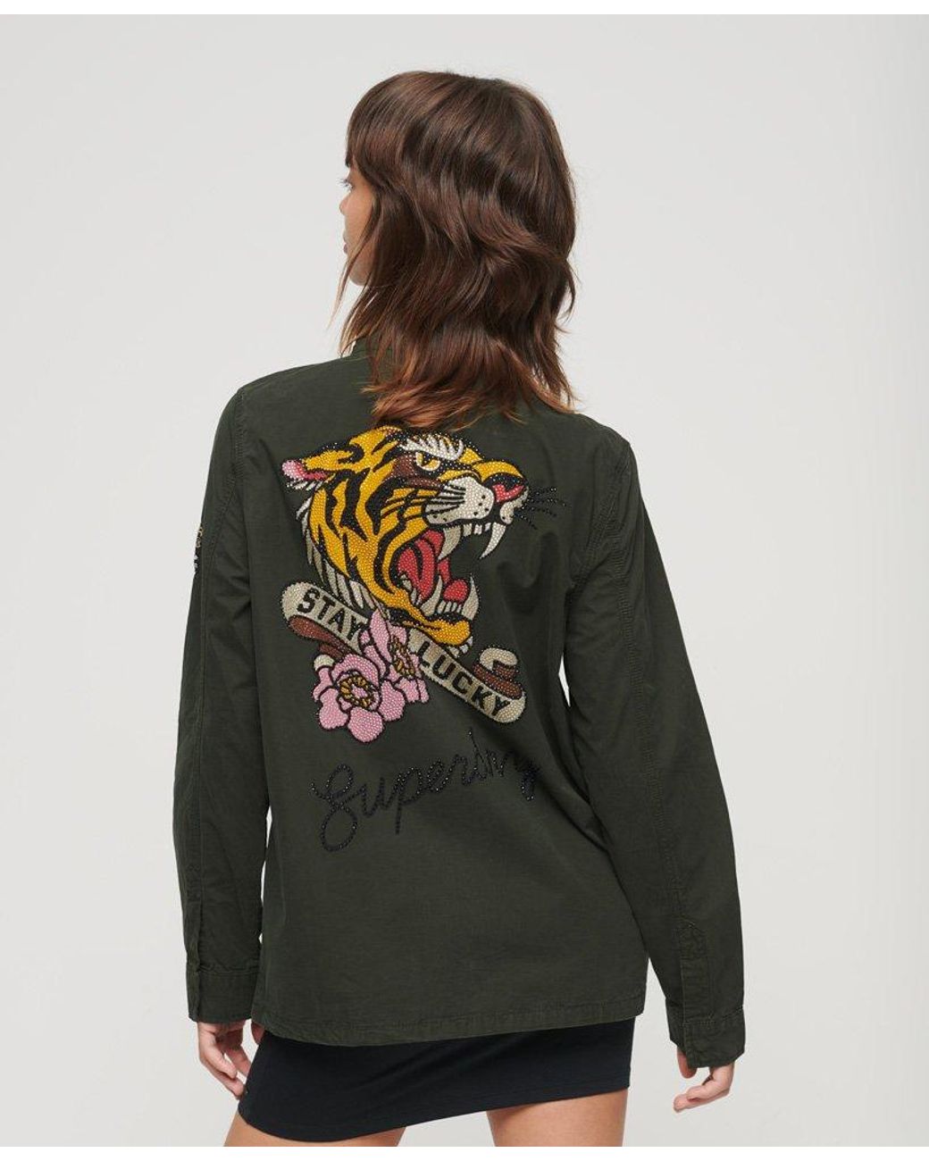 Superdry Classic Embellished St Tropez M65 Military Jacket in Green | Lyst