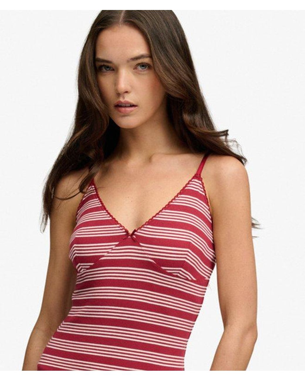Superdry Red Stripe Ribbed Jersey Maxi Dress