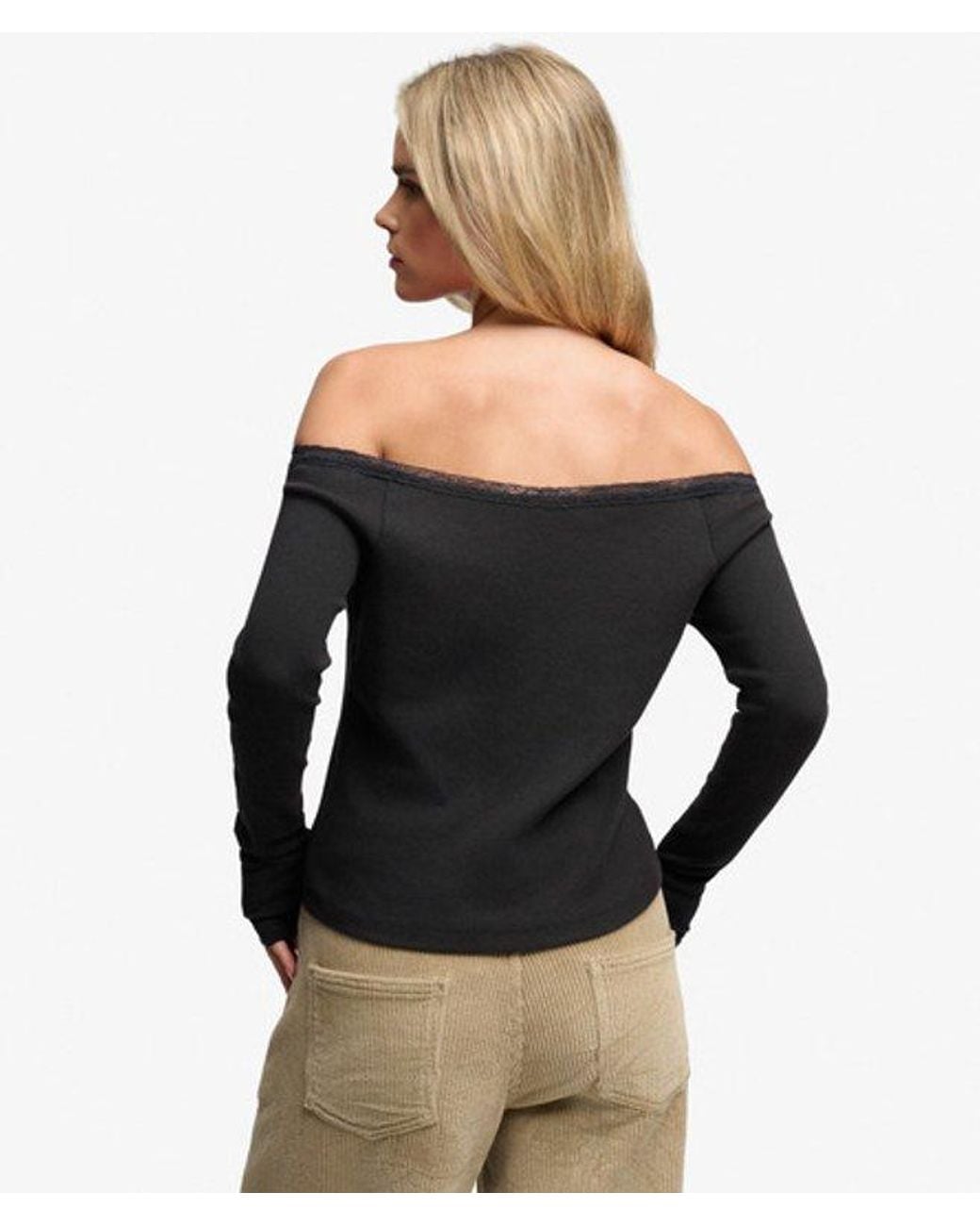 Superdry Black & Co Athletic Essentials Lace Long Sleeve Top