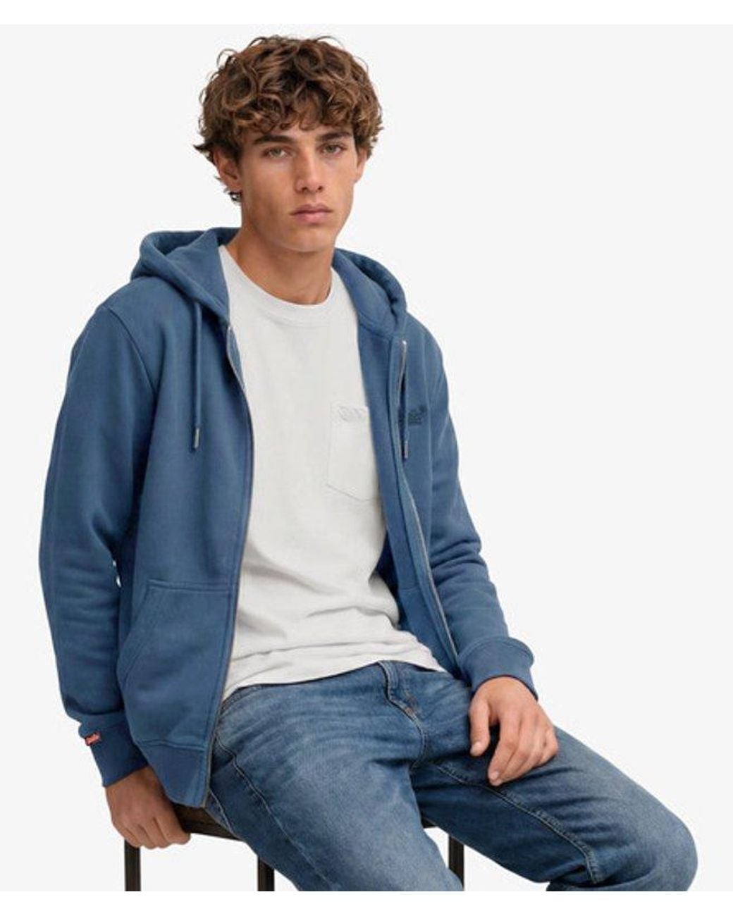 Superdry Blue & Co Essential Logo Zip Hoodie for men
