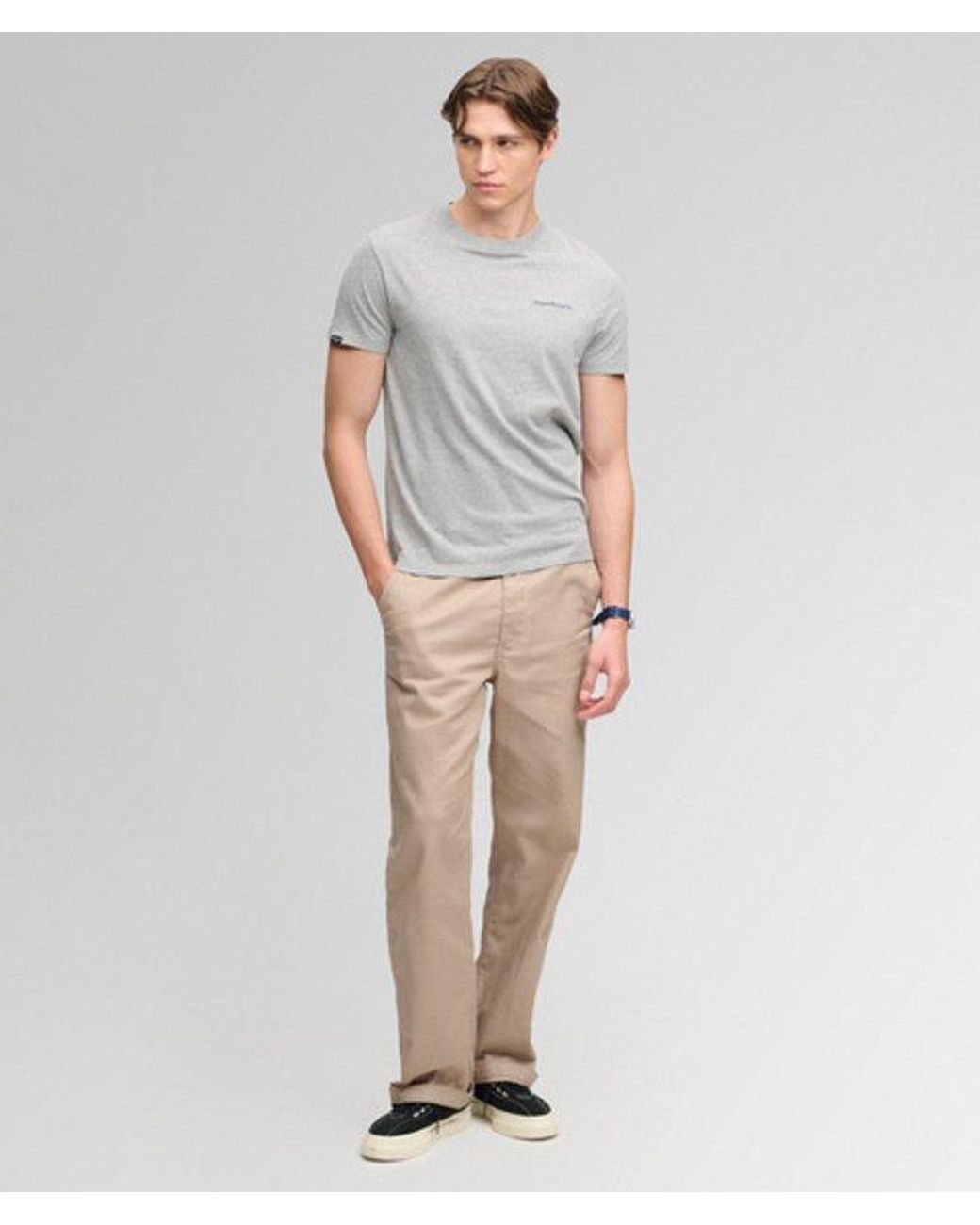 Superdry Gray & Co Essential Company Logo Embroidered T-shirt for men