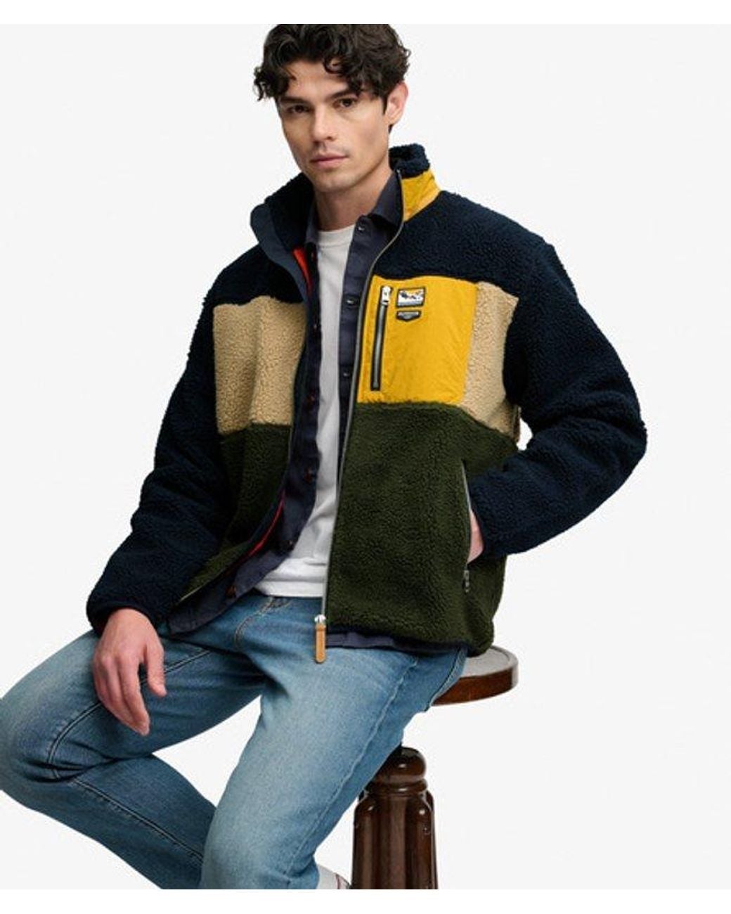 Superdry Black & Co Colour Block Retro Zip Fleece for men