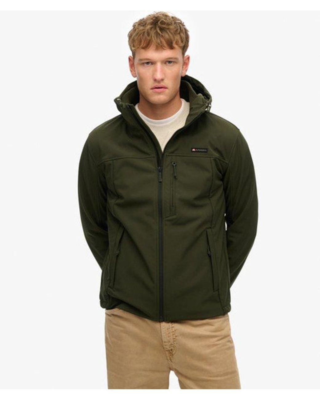 Superdry Green Hooded Soft Shell Trekker Jacket for men