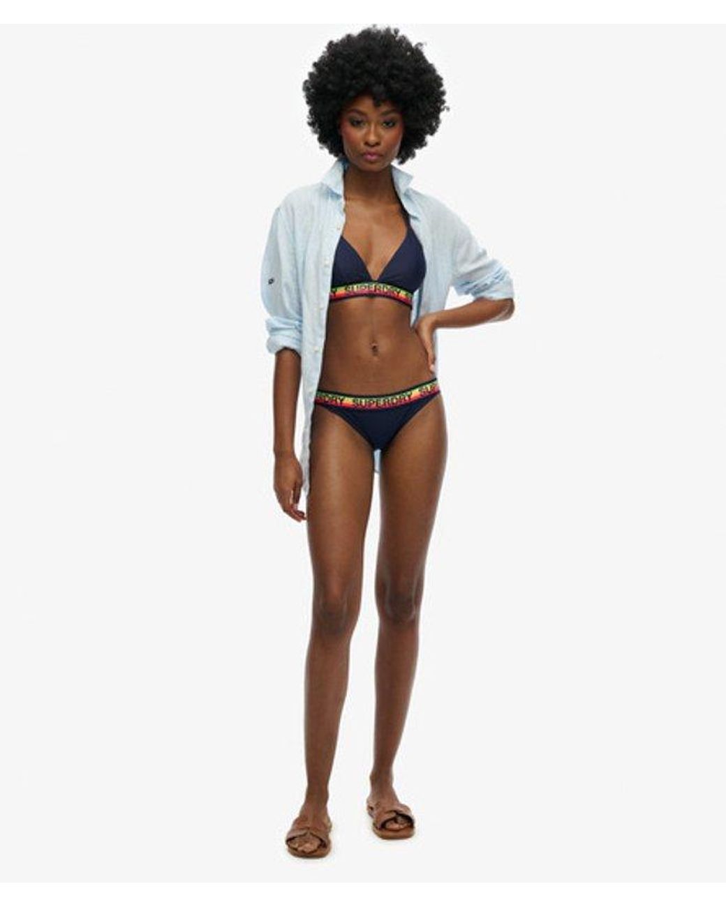 Superdry Blue & Co Ladies Fully Lined Logo Classic Bikini Briefs