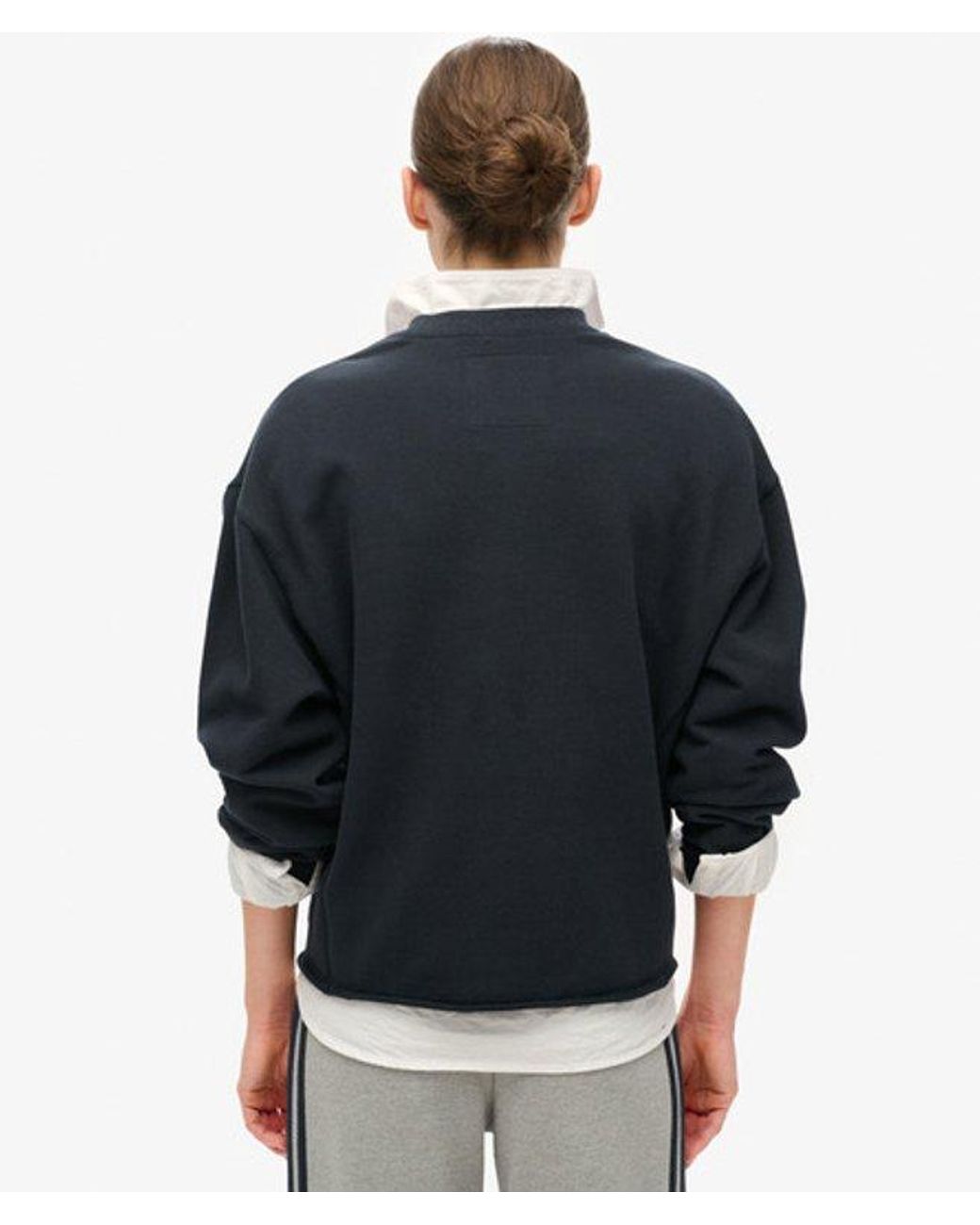 Superdry Black & Co Athletic Essentials Loose Crop Crew Sweatshirt