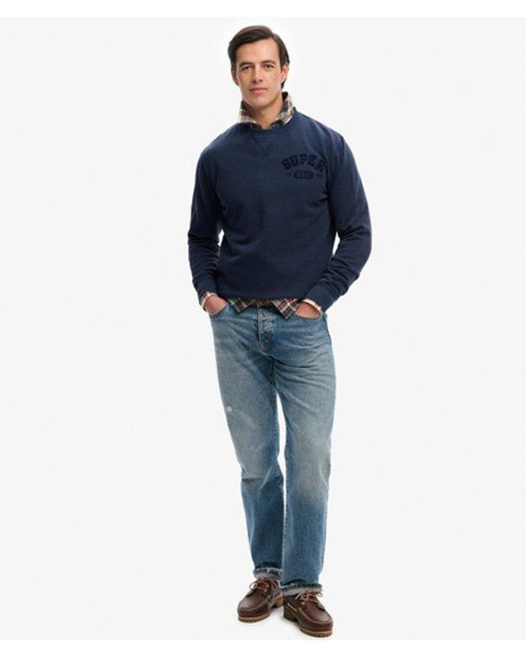Superdry Blue & Co Vintage Athletic Tonal Crew Sweatshirt for men