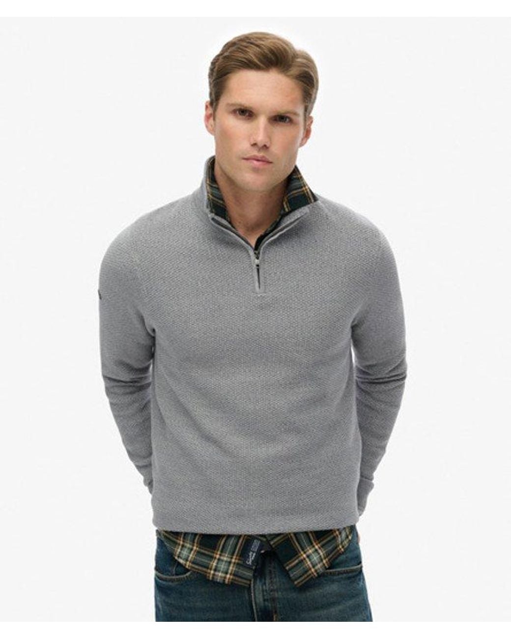 Superdry Gray & Co Cotton Texture Half-zip Jumper for men