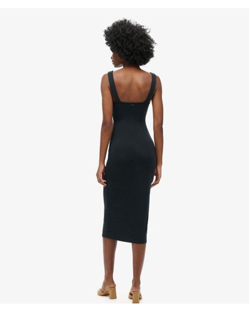Superdry Black & Co Square Neck Jersey Midi Dress