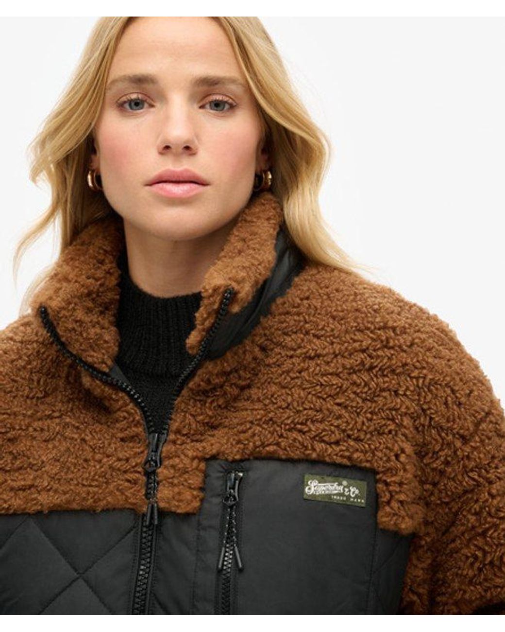 Superdry Brown & Co Workwear Sherpa Fleece Hybrid Jacket