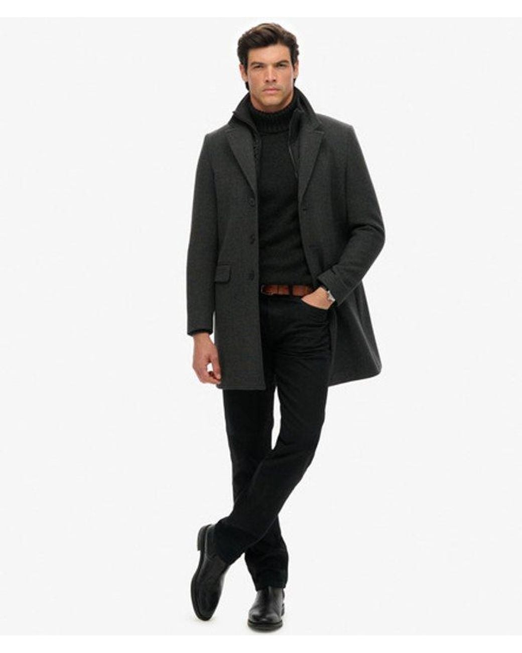 Superdry Black & Co Tailored Two-in-one Town Coat for men