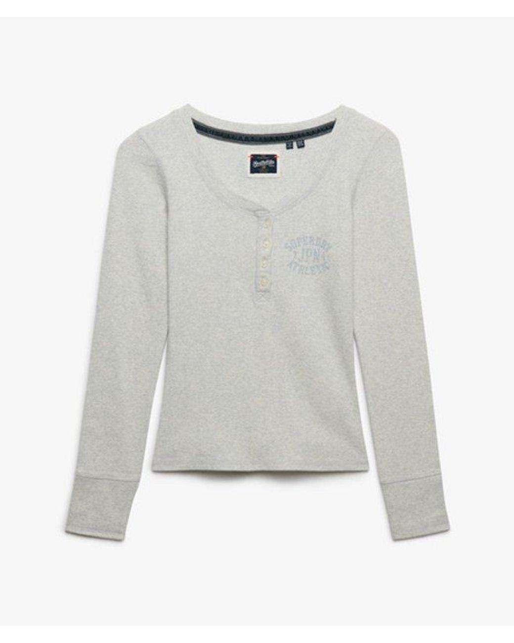Superdry Gray & Co Athletic Button Down Long Sleeve Top