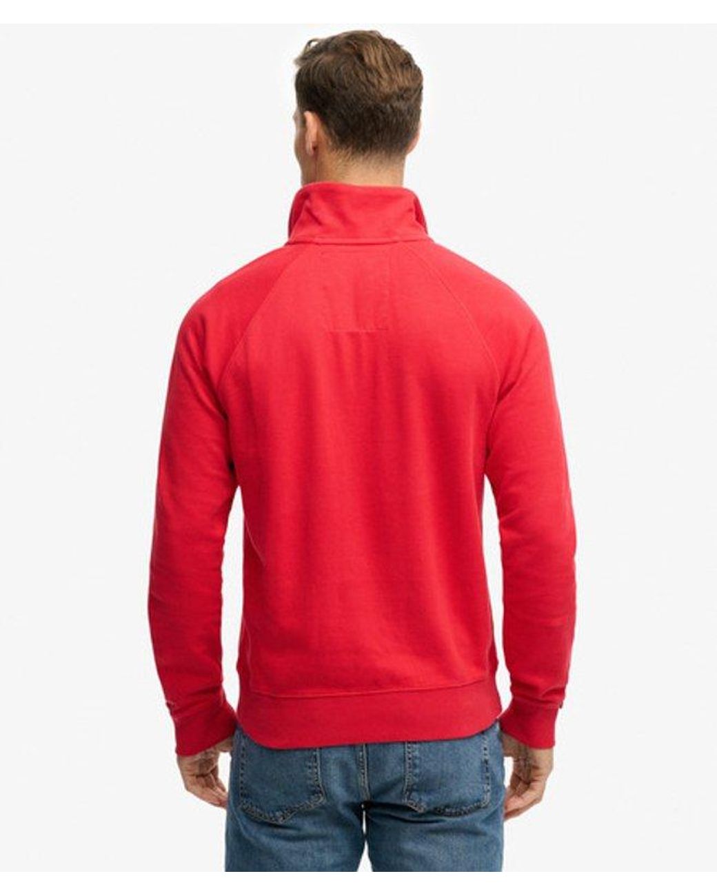 Superdry Red & Co Essential Logo Raglan Henley Sweatshirt for men
