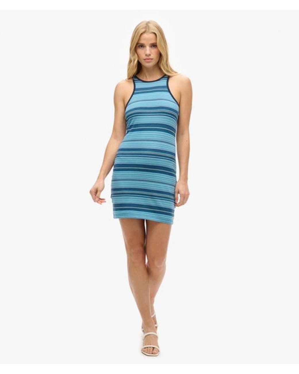 Superdry Blue & Co Cotton Vintage Stripe Racer Dress