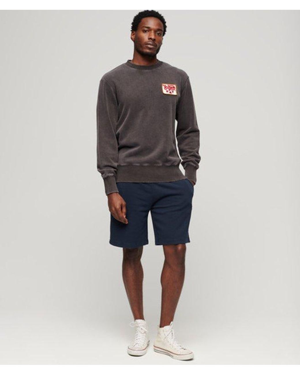 Superdry Gray Loose Fit Embroidered Logo Mechanic Crew Sweatshirt for men