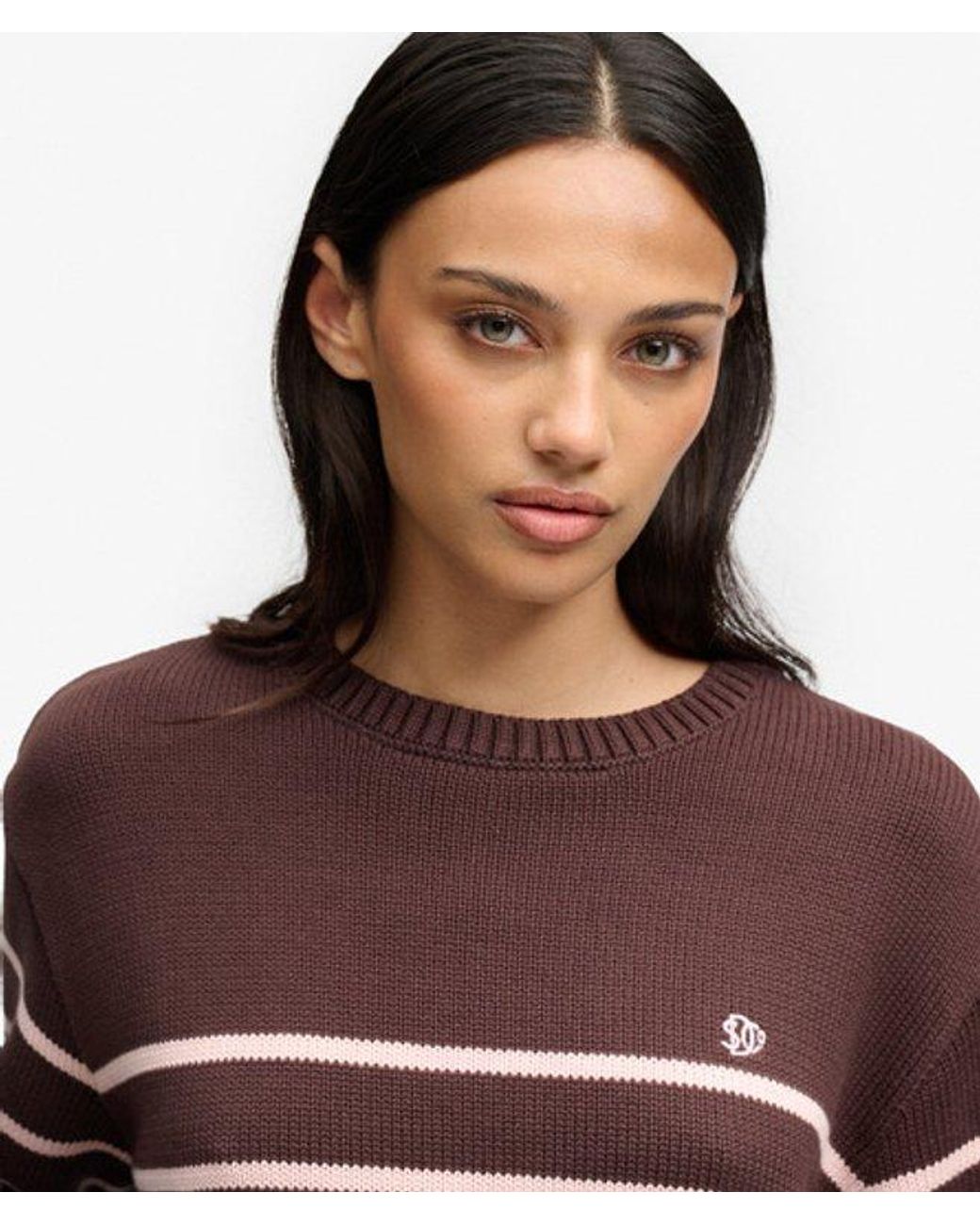 Superdry Brown Oversized Stripe Jumper