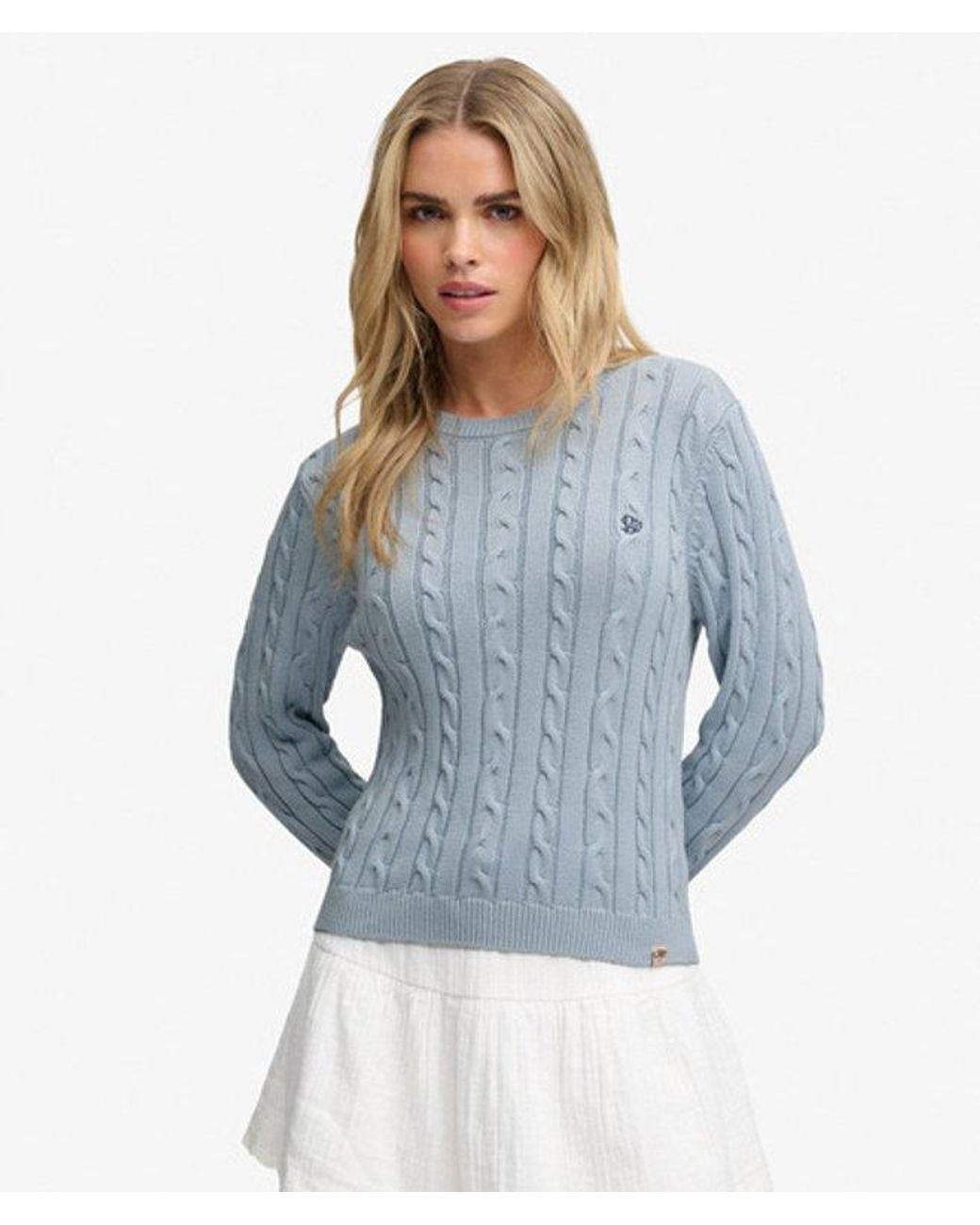 Superdry Essentials Sd & Co Kabelgebreide Trui in het Blue
