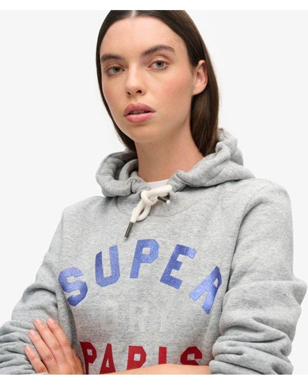 Superdry Gray & Co Glitter Graphic Logo Hoodie