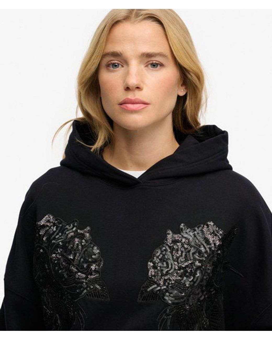 Superdry Black & Co Tattoo Embellished Oversized Hoodie
