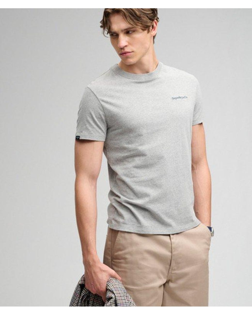 Superdry Gray & Co Essential Company Logo Embroidered T-shirt for men