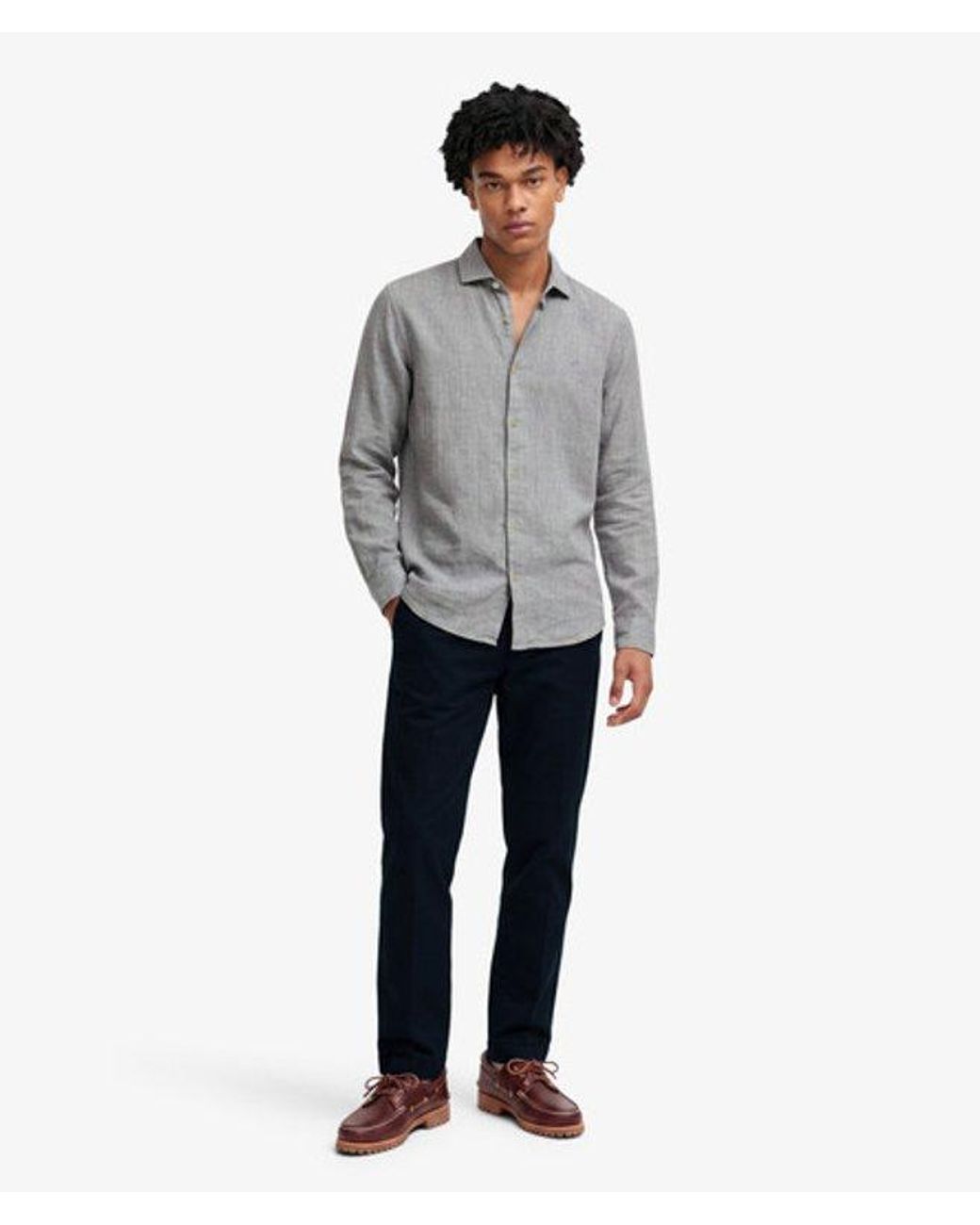 Superdry Gray & Co Riviera Long Sleeve Linen Shirt for men