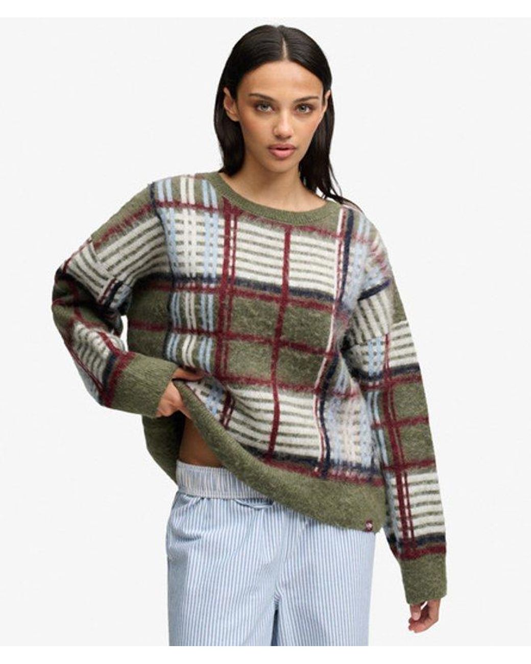Superdry Green & Co Slouchy Brushed Check Knit Jumper