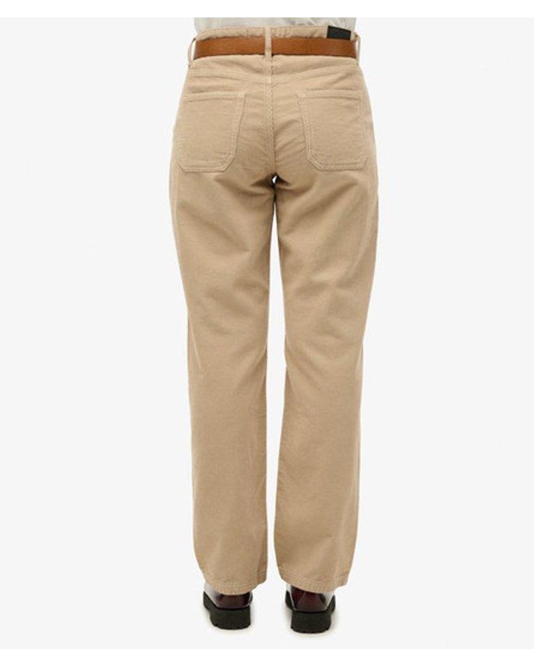 Superdry White Straight Leg Cord Pants Size: 26/32