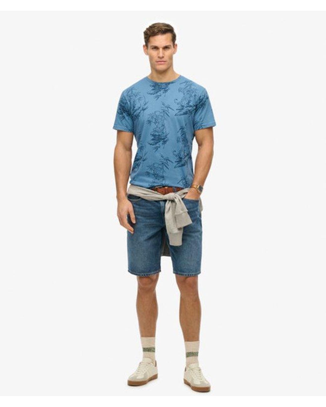 Superdry Blue & Co Classic Essential Printed T-shirt for men