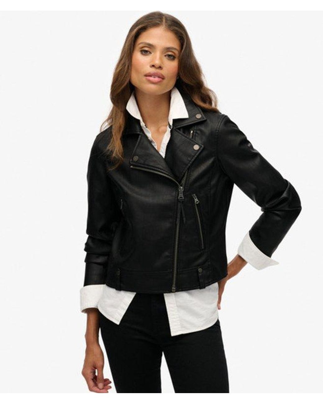 Superdry Black & Co Classic Faux Leather Biker
