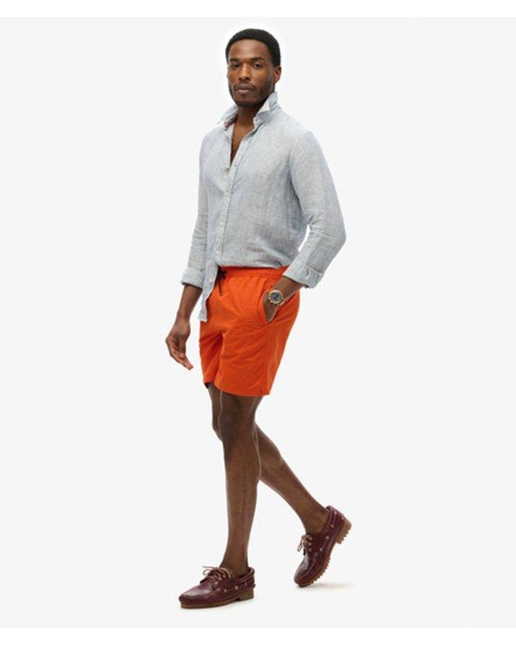 Superdry Orange & Co Premium Embroidered 17-inch Swim Shorts for men