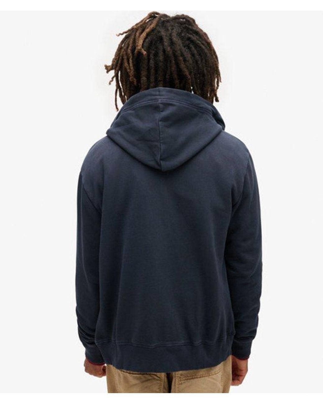 Superdry Essential Logo Washed Hoodie Met Rits in het Blue voor heren