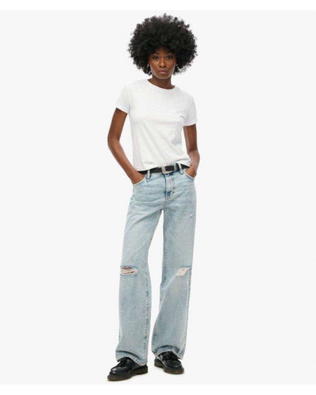 Superdry Blue & Co Mid Rise Wide Leg Jeans