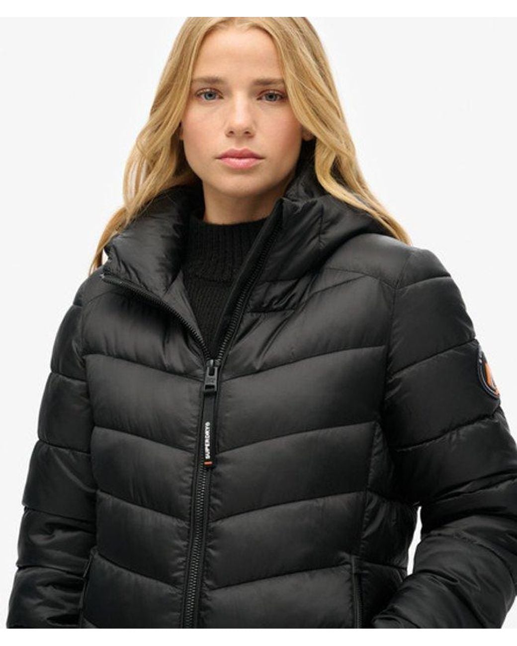 Superdry Black & Co Ladies Hooded Fuji Mid Padded Jacket
