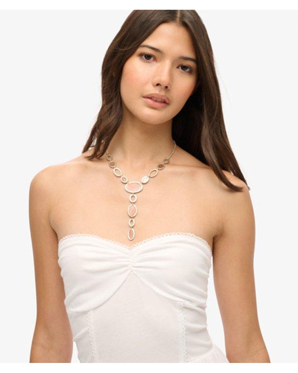 Superdry White 50S Lace Bandeau Mini Dress Optic