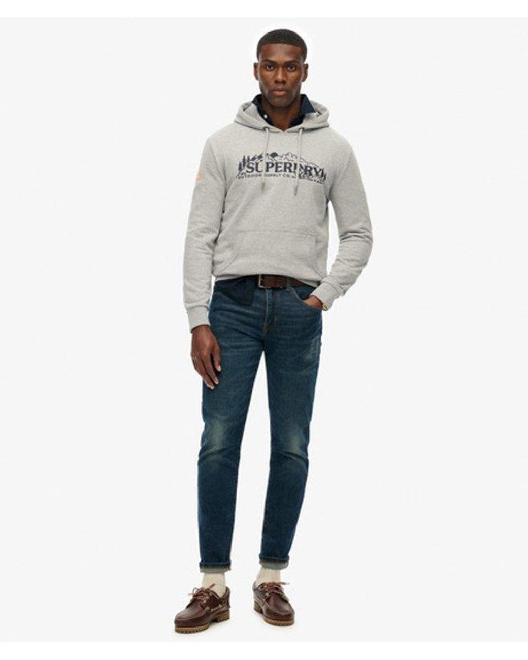 Superdry Gray & Co Outdoor Scene Relaxed Hoodie for men
