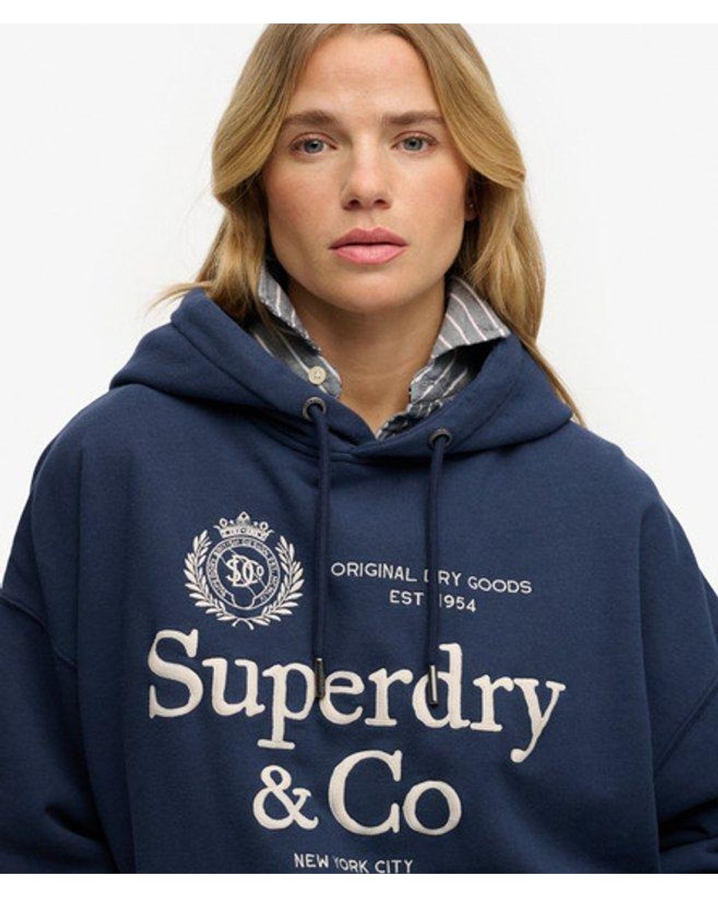 Superdry Blue & Co Luxe Casual Embroidered Relaxed Hoodie