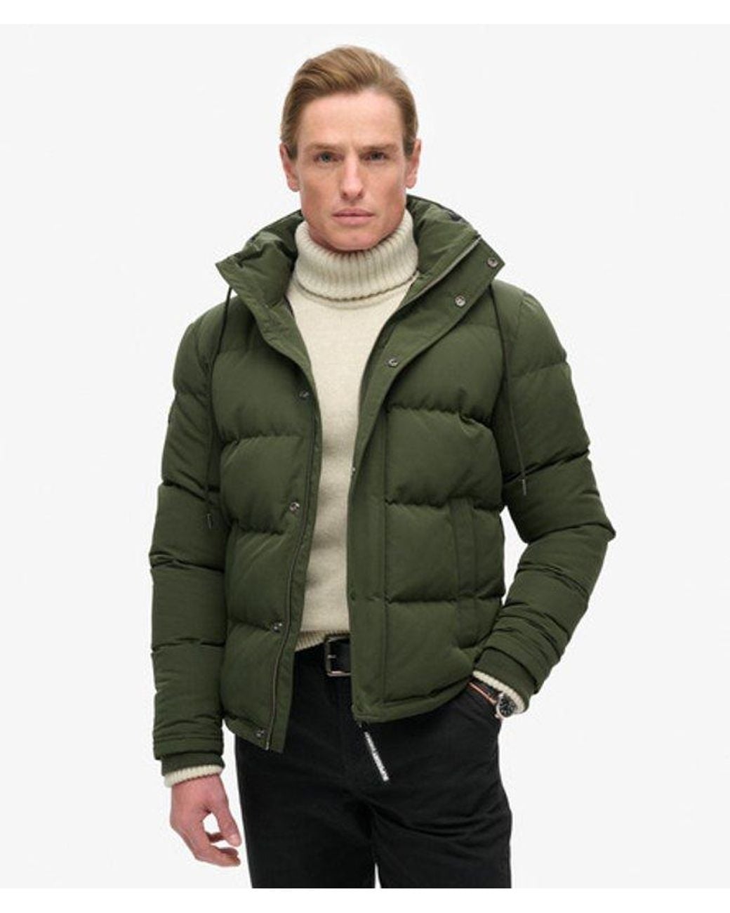 Superdry Green & Co Everest Short Hooded Puffer Jacket for men