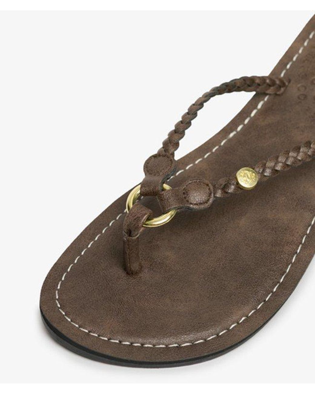 Superdry Brown & Co Faux Leather Braided Flip Flops