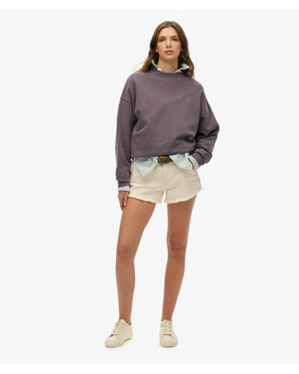 Superdry Purple & Co Old School Tattoo Oversized Crew Sweatshirt