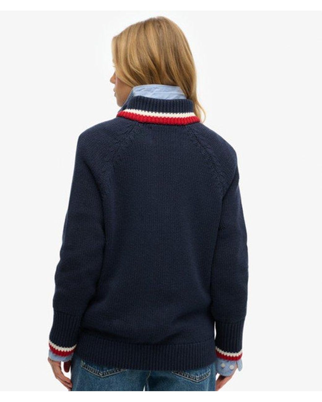 Superdry Blue & Co Tipped Half Zip Jumper
