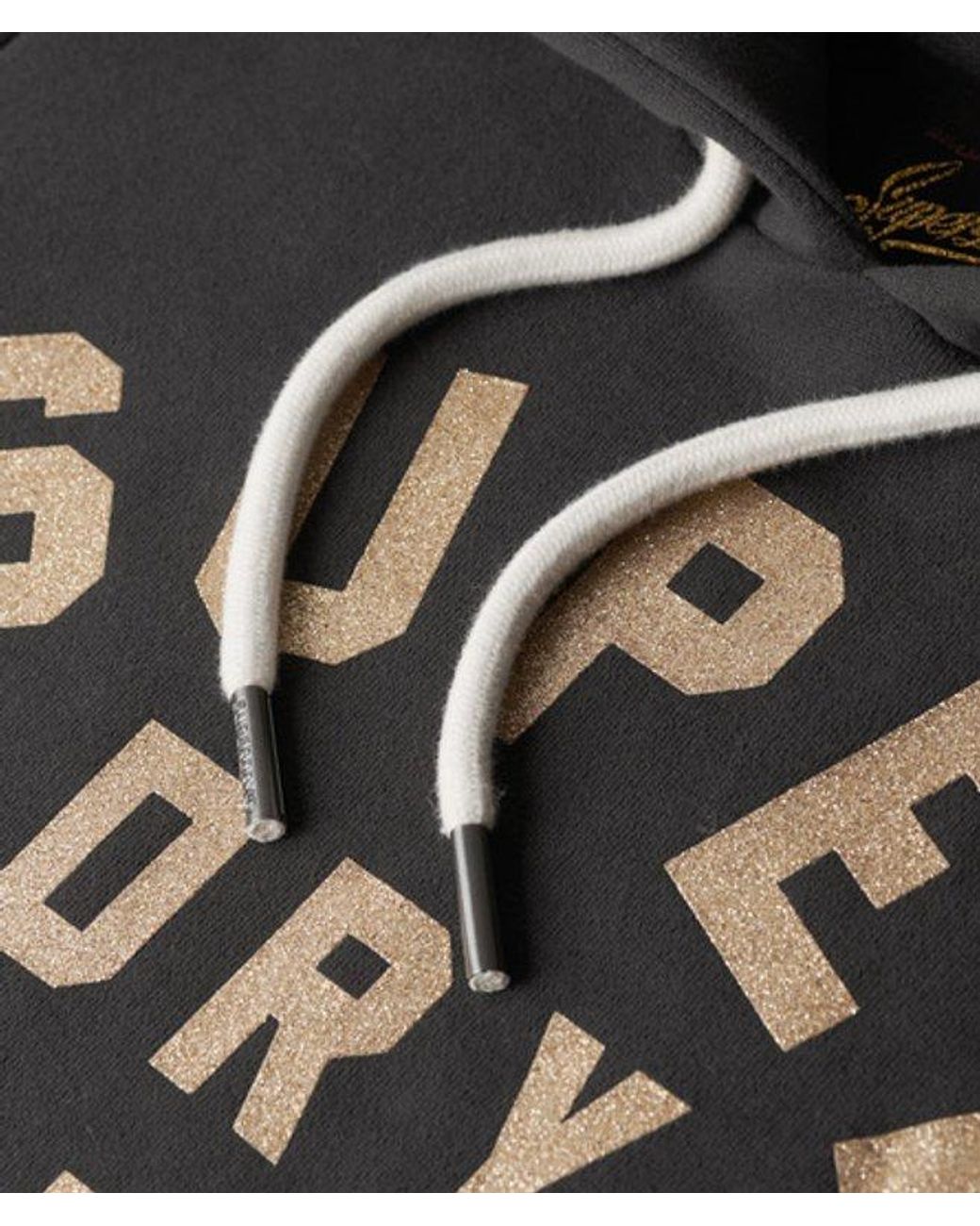 Superdry Black & Co Glitter Graphic Logo Hoodie