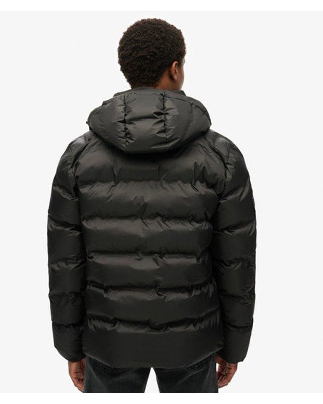 Superdry Black & Co Hooded City Graphic Puffer Jacket for men