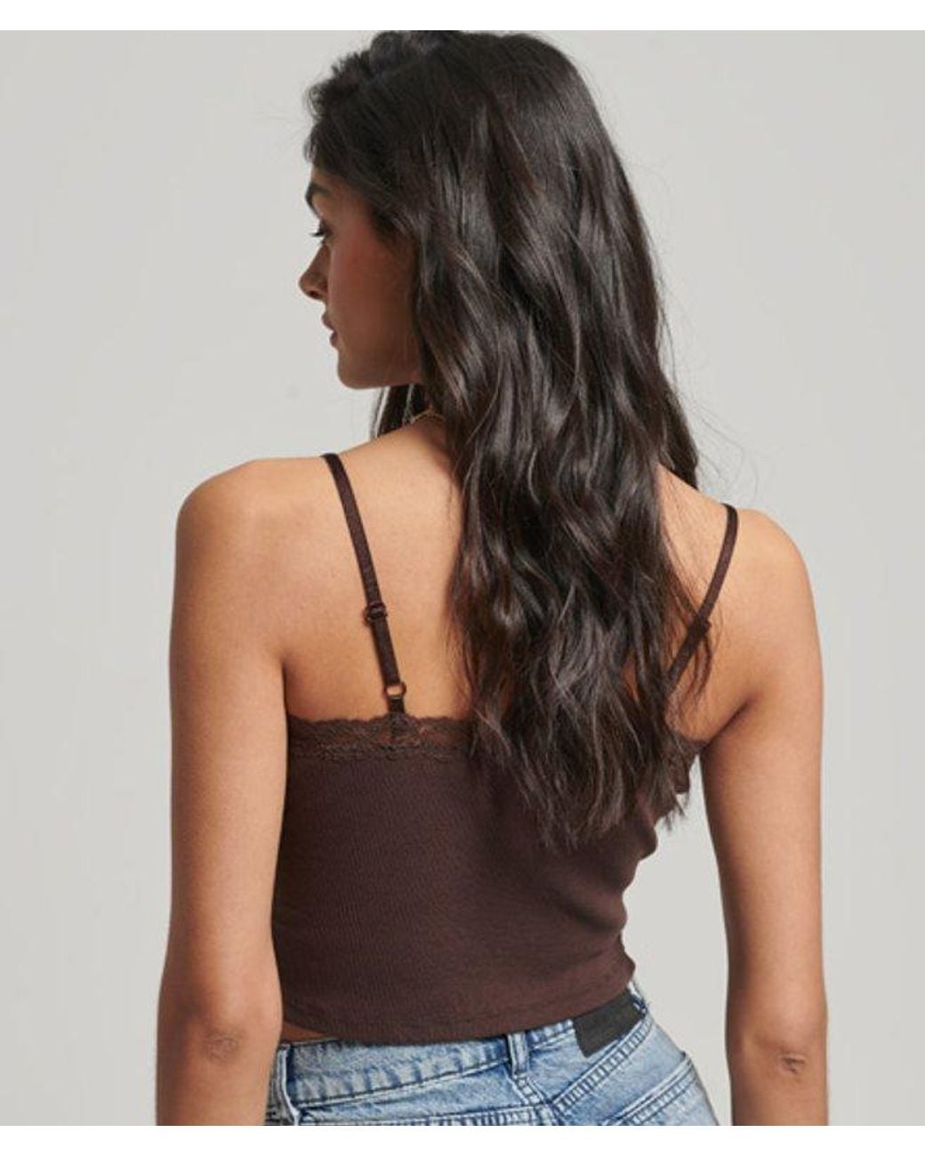 Superdry Brown & Co Rib Lace Trim Cami Top