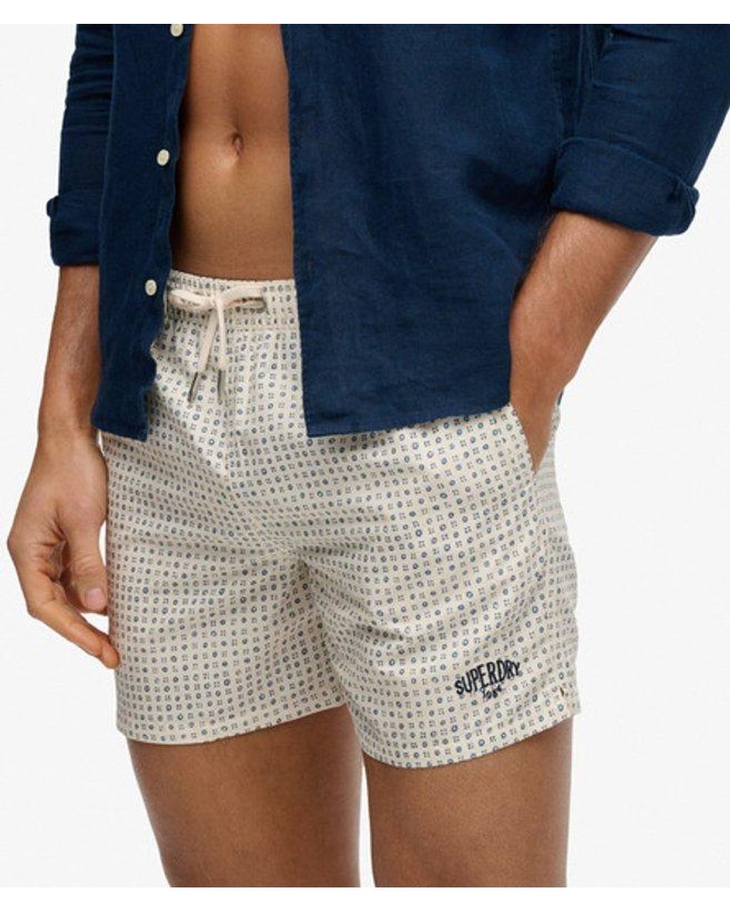 Superdry Blue & Co Premium Printed 15-inch Swim Shorts for men